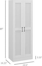 HOMCOM 69" Tall Storage Cabinet with Movable Storage Shelves, Modern Style Pantry Cabinet with Soft Close Doors, White