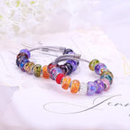 100 Pieces 14mm European Large Hole Spacer Beads Mix Color with Silver Brass Cores Assortments Charm Lampwork Beads Supplies for Necklace Bracelets Jewelry Making (Golden Wire Water Pattern)