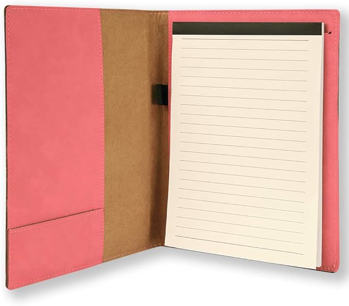 Small 7" X 9" Portfolio Notepad, Lineman, Personalized Engraving Included (Pink)