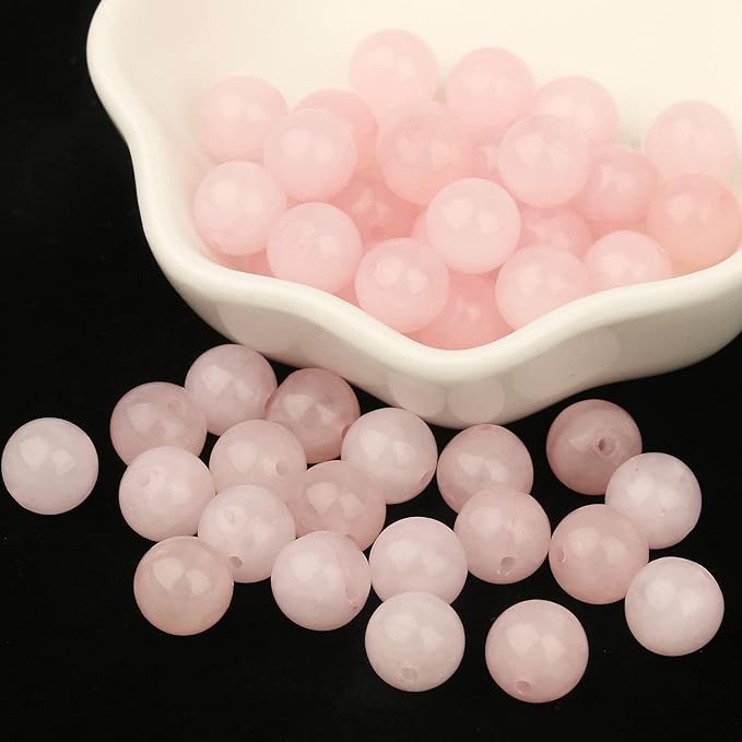 60pcs 6mm Natural Stone Beads Rose Quartz Beads Crystal Gemstone for Jewelry Making, DIY Bracelet Necklace