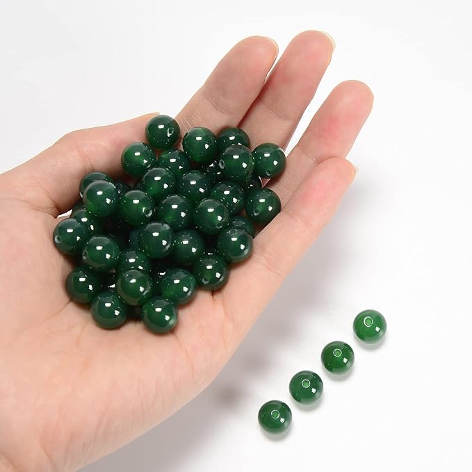 NCB 10mm Original Green Agate Loose Semi Precious Beads Round Smooth Gemstones SpacerBeads for Jewelry Making 100PCS (10mm 100Beads, Green Agate)