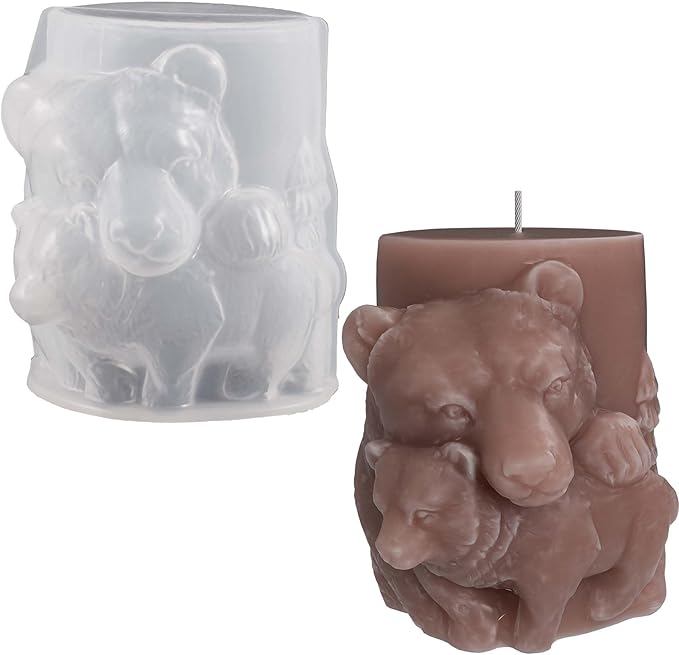 Bear Cylinder Animal Resin Casting Silicone Mold for Home Decor & Candle Making Wave Spiral Mold