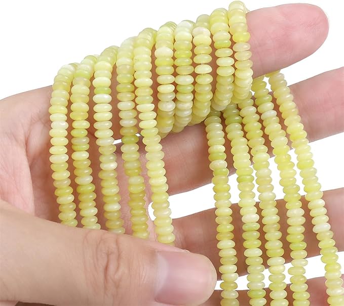 Natural Lemon Jade Spacer Beads Caps Rondelle Disk Loose Beads for Beading Jewelry Making 4mmx2mm 38cm
