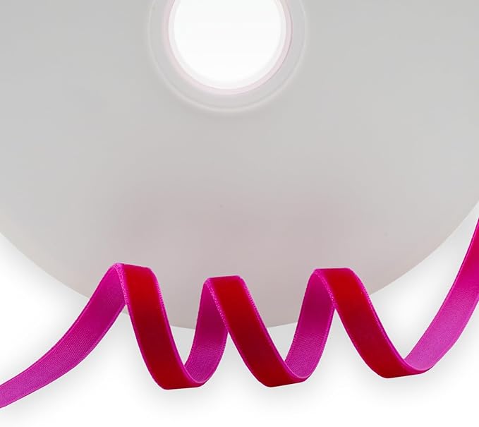 Nylon Single Face Velvet Ribbon,3/8 Inch X 25 Yards Spool (Shocking Pink)