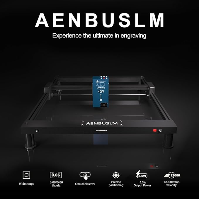 AENBUSLM T1 Laser Engraving Machine,40W Module, 5.5W(5500mW) Output, Built-in Air Assist,Engrave/Cut Wood, Metal, Glass, Leather & More for DIY & Small Business - Class 4