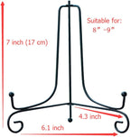 (4 pack)7"Iron Display Stand, Black Iron Easel Plate Display Photo Holder Stand, Displays Picture Frames, Cookbooks, Decorative Plates, Tablets and Art