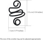 2Pcs Crochet Rings for Finger, Adjustable Open Yarn Guide Crochet Tension Ring for Crocheting Knitting Accessories Supplies Metal Yarn Tension Loop Ring for Finger (Black), SATONBEYI