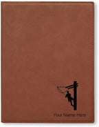 Large 9.5" X 12" Portfolio Notepad, Lineman, Personalized Engraving Included (Dark Brown)