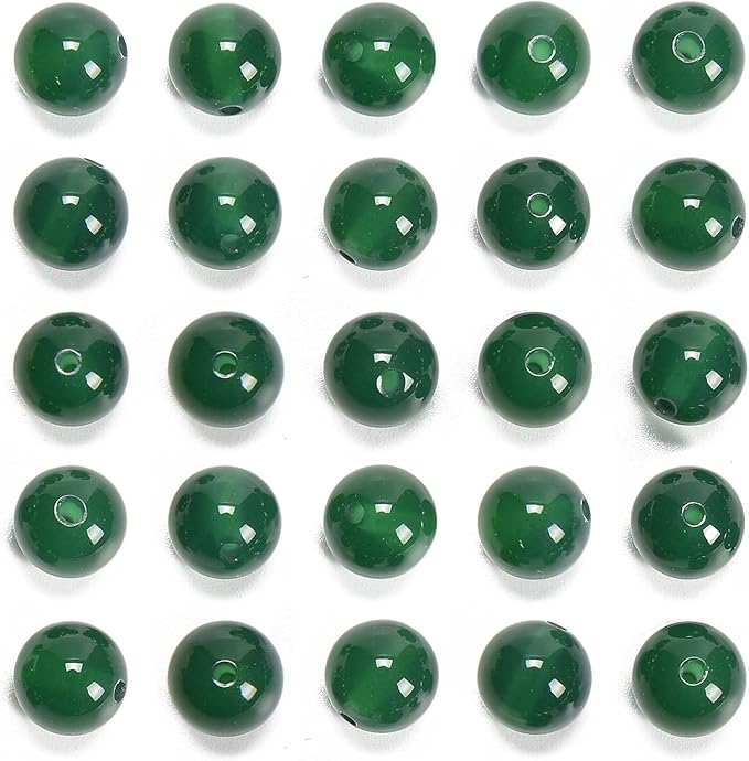 NCB 8mm Original Green Agate Loose Semi Precious Beads Round Smooth Gemstones SpacerBeads for Jewelry Making 100PCS (8mm 100Beads, Green Agate)
