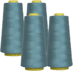 AK Trading 4-Pack Ozone Blue All Purpose Sewing Thread Cones (6000 Yards Each) of High Tensile Polyester Thread Spools for Sewing, Quilting, Serger Machines, Overlock, Merrow & Hand Embroide