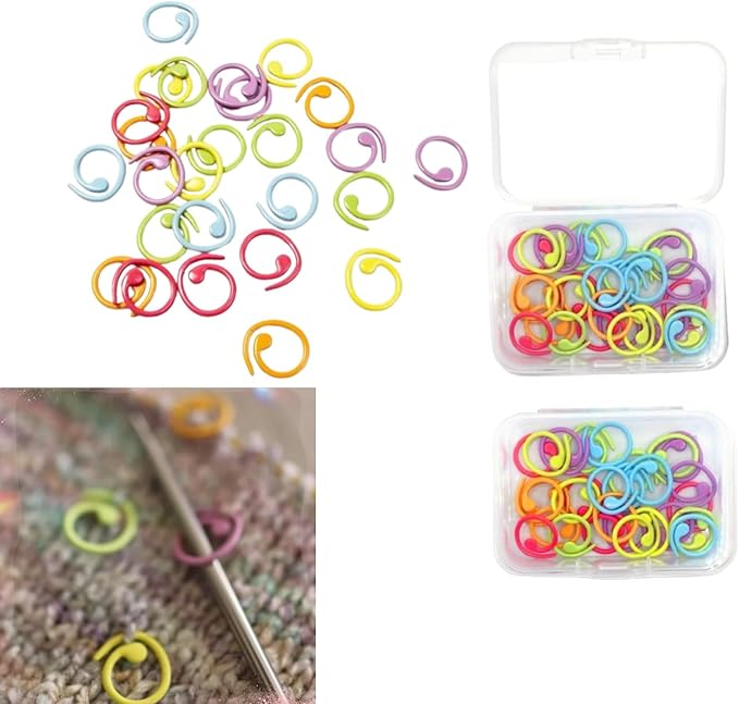 Hilsayum 60Pcs Multicolor Cute Spiral Stitch Markers Knitting Stitch Rings Mini Size Crochet Markers Knitting Tool for Weaving Crocheting and Knitting