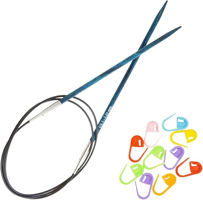 KnitPro Dreamz Circular Knitting Needles 16 inch, Size 3 (40cm, 3.25mm) with 10 Colorful Stitch Markers