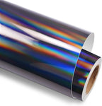 GIRAFVINYL Black Holographic Vinyl, 12" X 6ft Glossy Rainbow Black Permanent Vinyl for Crafts, Expressions, Decal, Signs, Stickers