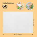 Paul Rubens 60 Sheets Watercolor Paper,Hot Press 50% Cotton&140lb /300gsm Acid-Free Bulk White Paper for Artists, Students & Adults（10.63 * 7.68 inch）