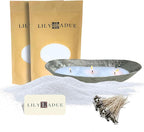 LILY LADUE 2lb/32OZ Pearled Candles Sand and Wicks with Silver Bowl - White Unscented Plant-Based Pearl Sand Wax with 48 Wicks, Gift-Ready DIY Candle Making Kit with Reusable Powder Wax Beads