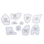 Memory Bear Sewing Pattern Templates Set, 10 Inch Acrylic DIY Stuffed Animal Quilting Kit for Craft Lovers