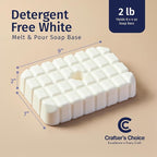 Crafter's Choice Detergent Free Melt and Pour Soap Base for Soap Making and DIY Crafting Projects, SLS/SLES Free, 2LB Block (White)