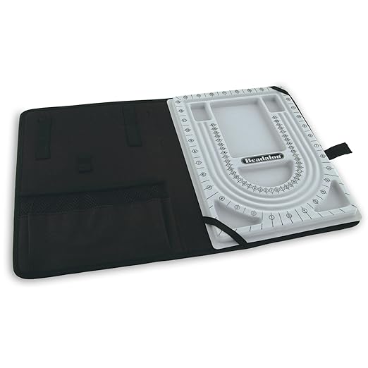 Beadalon 34" Bead Board with Case – Flocked, Anti-Roll Bead Tray with Cover – Ideal Jewelry Design Tool for Crafters, DIYers, Bracelet Making – Measurements in Inches & cm