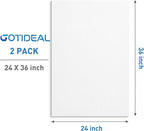 GOTIDEAL Stretched Canvases for Painting, 24x36" Inch Set of 2, Primed White - 100% Cotton Blank Art Large Canvas Boards for Painting for Acrylic Pouring, Oil Paint Dry & Wet Art Media