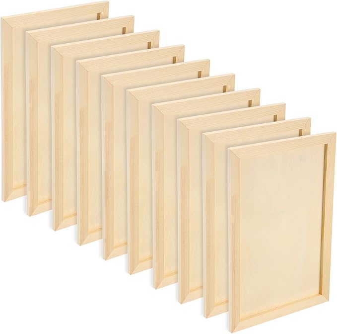 Wood Canvas Boards Unfinished Wooden Panel Boards Paint Pouring Panels for Painting Drawing Home Decor(10 Pieces,12 x 8 x 0.4 Inches)