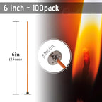 6 Inch Candle Wick,100 Piece Cotton Candle Wicks, Orange Low Smoke Pre-Waxed Candle Wicks with Tabs for Candle Making DIY