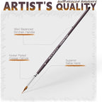 Fuumuui Sable Watercolor Brushes, Professional 10Pcs Sable Paint Brush Set Variety Shapes with Flats, Extended Needle Point, Dagger, Cat's Tongue, Rounds Perfect for Watercolor Acrylic Gouache Inks