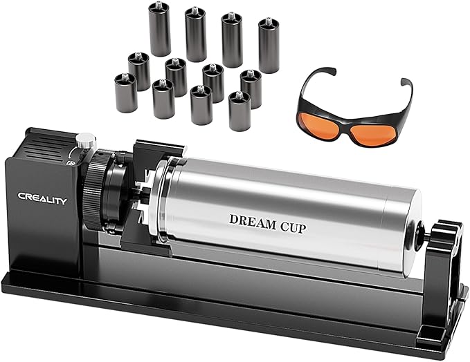 Creality Rotary Roller Kit with Risers for Falcon A1 Laser Engraver, Engraving Accessories for Engraving Cylindrical Objects, Wine Glass, Baseball Bat, Ring