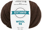 Estako Wool 98 100% Superwash Merino Wool Medium Worsted Weight Soft Knitting and Crochet Yarn 1.76 oz (50gr) 98 yds (90 m) (6362-Brown)