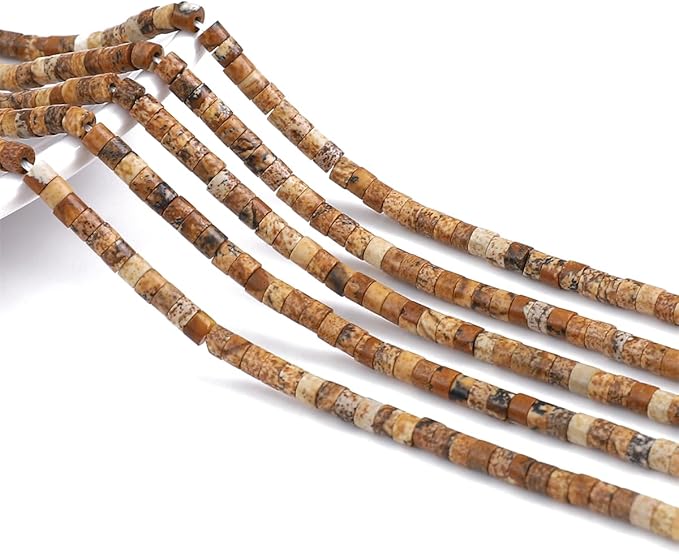 Natural Brown Picture Jasper Spacer Beads Caps Flat Round Loose Beads for Beading Jewelry Making 3mmx2mm 38cm