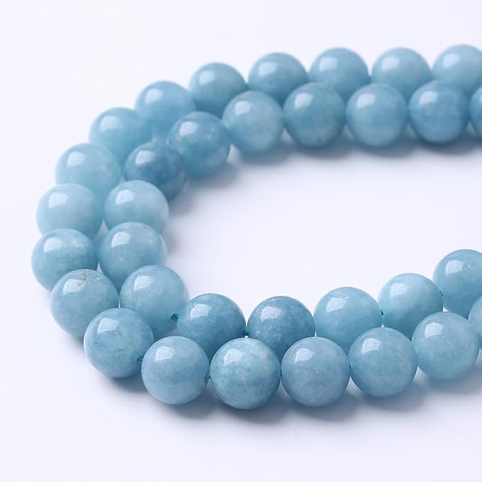 120PCS 6MM Blue Aquamarine Jade Loose Beads for Jewelry Making DIY Bracelet 2 Strands