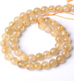 6MM 60PCS Natural Stone Golden Rutile Quartz Beads Gemstone 2A Grade Actinolite Semi Precious Crystal Loose Beads for Jewelry Making DIY Bracelet Necklace 1 Strand