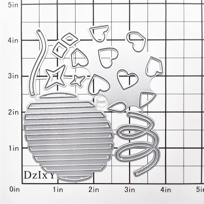 DzIxY Stars Heart Balloon Metal Cutting Dies for Card Making Kit Embossing Paper Die Cuts Scrapbook Machine Stencils Storage Pockets Supplies