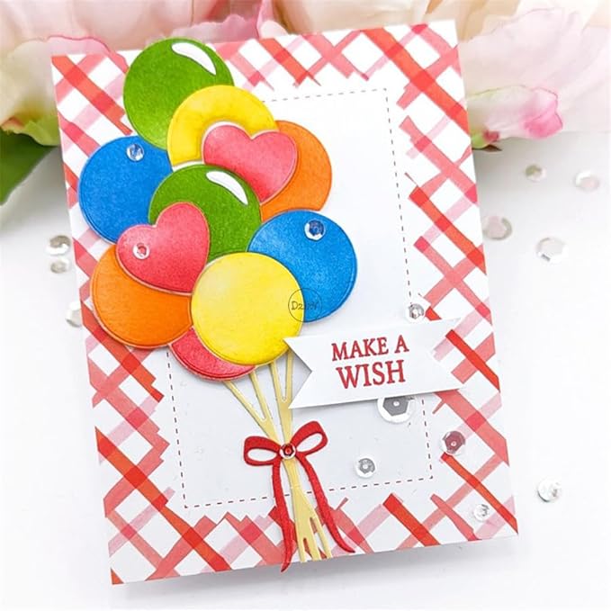 DzIxY Patchwork Heart Love Balloons Metal Cutting Dies for Card Making Kit Embossing Paper Die Cuts Set Scrapbook Stencils Supplies Machine Templates