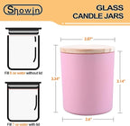 8 OZ Thick Candle Jars for Making Candles 15 Pcs, Empty Jars with Wood Lids for Candle Making, Sample Container, Matte Pink