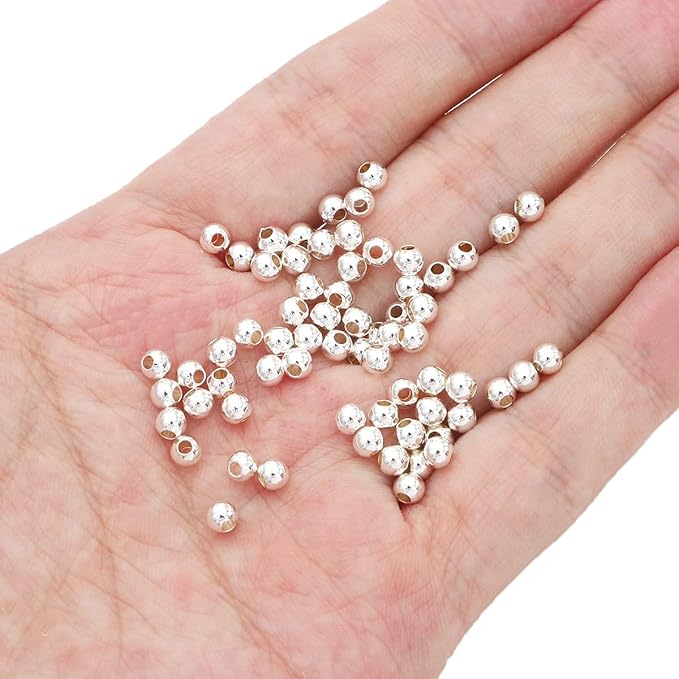 Silver Plated Round Spacer Beads 4mm 100pcs for Jewelry Making Findings Non Tarnish