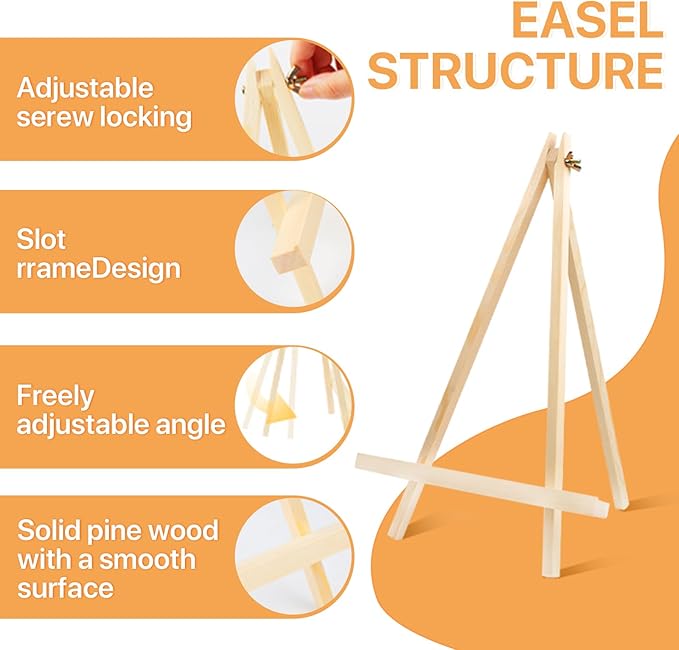 8 Pack 14 Inch Wood Easels, Tabletop Easels, Easel Stand for Painting, Tripod Painting Easels for Art & Crafts, Portable Canvas Holders