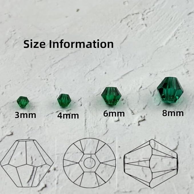 200pcs 6mm Bicone Glass Crystal Beads for Jewelry Making, Faceted Bicone Glass Spacer Beads for Bracelet Earring Necklace DIY Craft(Peacock Green)