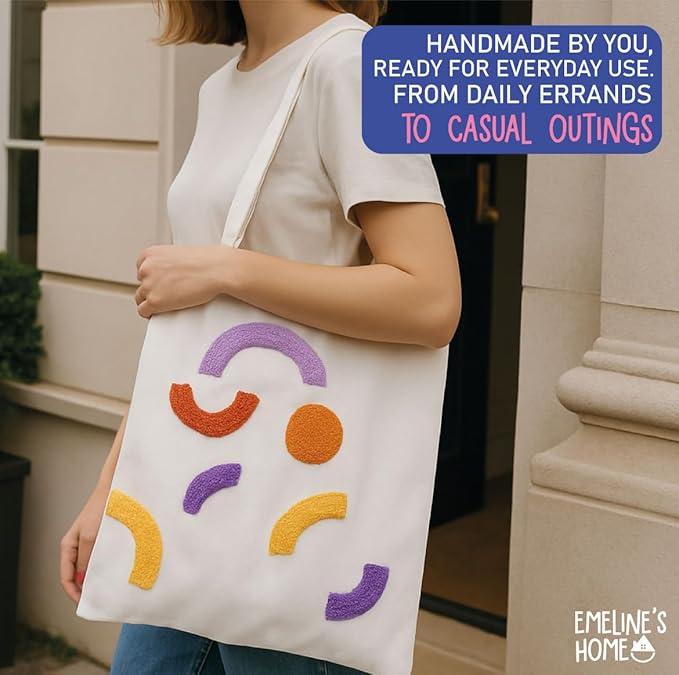 EMELINE'S HOME Punch Needle Kit - Punch Needle Kits Adults Beginner - DIY Punch Stitching Tote Bag