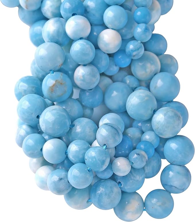 10MM 36PCS Natural Blue Larimar Gemstone Crystal Beads for Jewelry Making DIY Bracelet