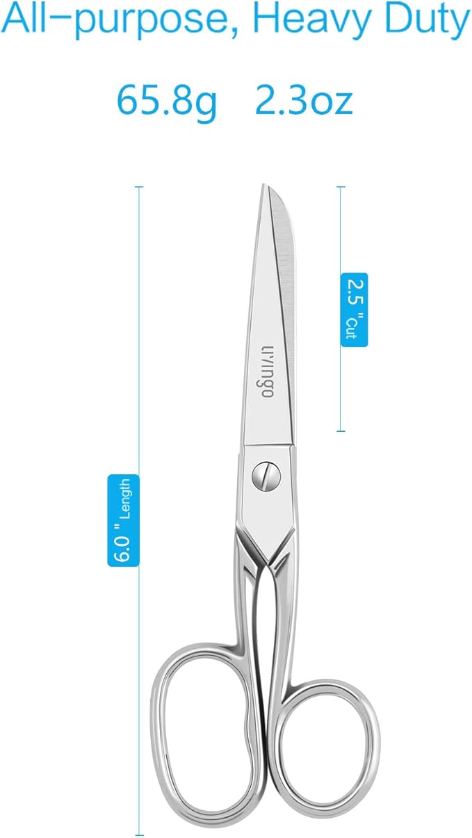 LIVINGO 6'' Professional Forged Fabric Scissors, Precision Tailor Small Scissors Heavy Duty, Sharp Stainless steel Sewing Shears for Crafting Supplies