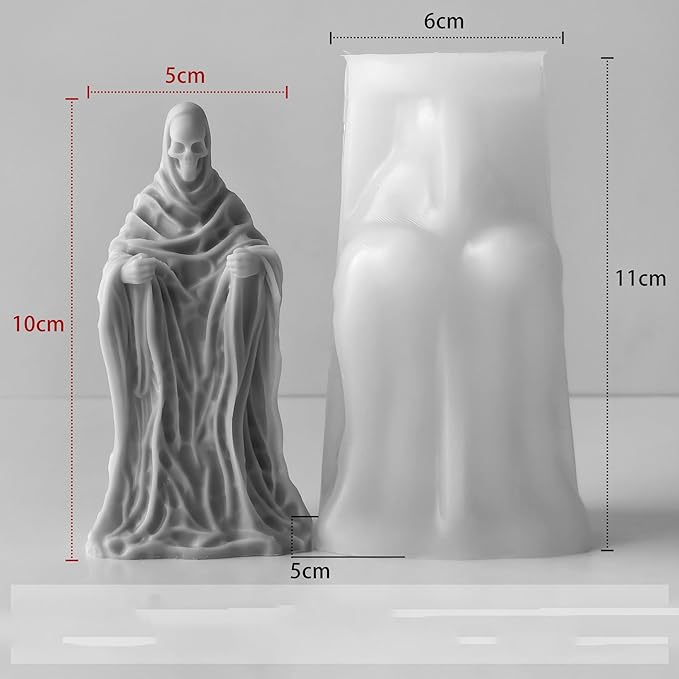 Ghost Skull Man Cylinder Candle & Resin Mold - Resin Casting Silicone Molds for Home Decor & Candle Making Wave Spiral Mold