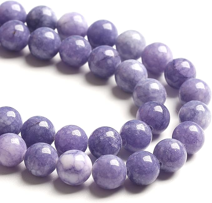 160PCS 4MM Lavender Purple Chalcedony Stone Loose Beads for Jewelry Making DIY Bracelet Necklace