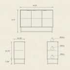 Fluted Storage Cabinet with 3 Doors, Sideboard Buffet Cabinets with Adjustable Shelves, Multifunctional Console Table with Storage Credenza for Living Room, Hallway, Black