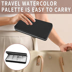 Travel Watercolor Palette,Portable Ceramic Palette with 14 Well,Metal Paint Box with Porcelain Palette(Blak Box)