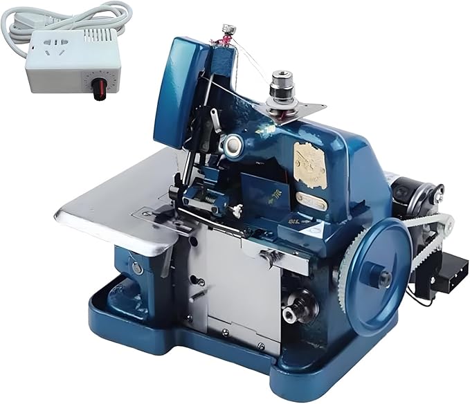 High-Speed Overlock Serger Machine with Stepless Speed Adjustment,250w Motor,3000 SPM,Adjustable Stitch Length and Width,Ideal for Edging,Seaming,and Decorative Stitching Blue