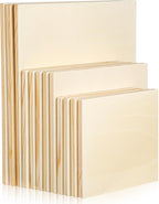 12 Pack Wood Canvas Boards Unfinished Square Wood Panels Paint Pouring Panels for Pouring Art, Crafts, Painting, and Decor, 9x7.5Inch/6x6Inch/4.7x4.7Inch