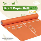 SMART&CASUAL 15" x 450" (37.5') Kraft Paper Roll for Art Craft Supplies Gift Wrapping Moving Packing Kids Painting Drawing Paint Easel Poster Chart Paper (OrangeRed, 15" W x 450" L (37.5'))