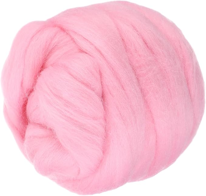 PATIKIL Wool Roving Yarn, 150G/5.3OZ Soft Felting Wool Pure Chunky Roving Yarn Bulk for Needle Felting Knitting Blanket Spinning Weaving DIY Craft, Pink