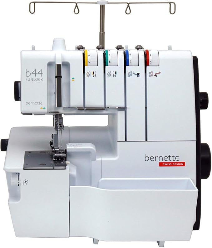 Bernette B44 Funlock Overlock Serger Sewing Machine with Kit | Threads Spools Bundle, Various Tweezers, Needles Sets | Heavy Duty Stitching & Quilting Performance | Beginners to Professional