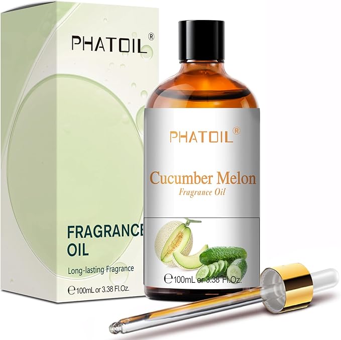 PHATOIL Cucumber Melon Fragrance Oils for Aromatherapy, 3.38FL.OZ Diffuser Oils for Home, Perfect for Aromatherapy, Humidifiers, Yoga, DIY Candle and Soap Making - 100ml